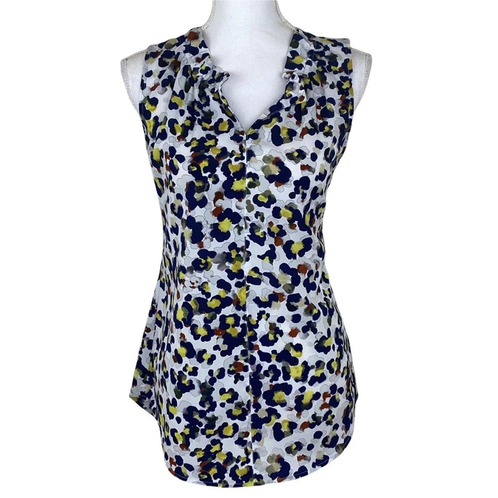 CAbi Women's Top Style 5222 Fierce Seeing Spots Blouse Blue Size Small